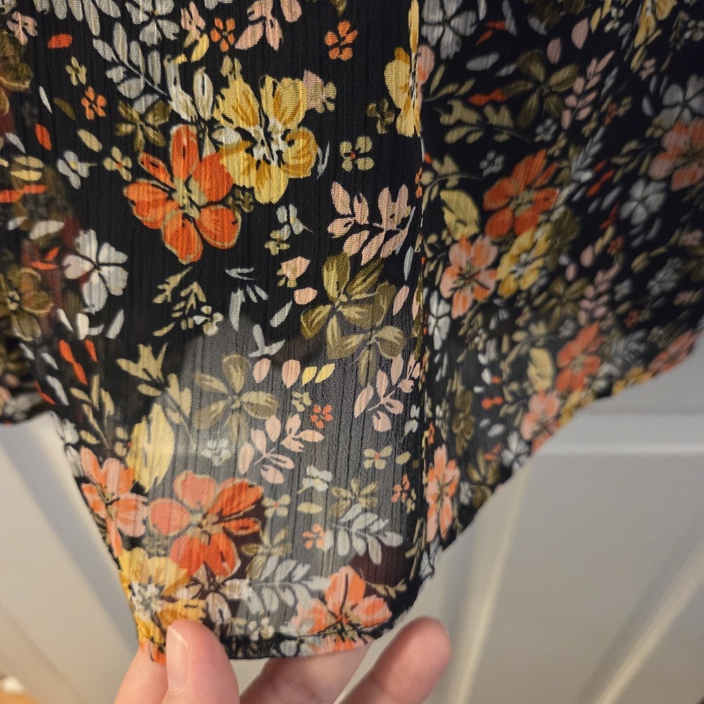 Loft sz XL blue floral chiffon blouse NWT sheer slvs garden boho cottagcore - Picture 3 of 12